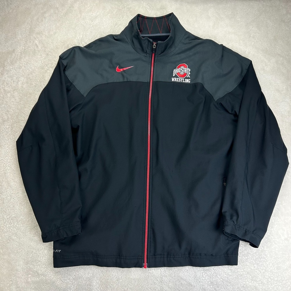 Nike Dri-Fit Jacket Mens 2XL Black Ohio State Buckeyes Wrestling Full Zip "Read"